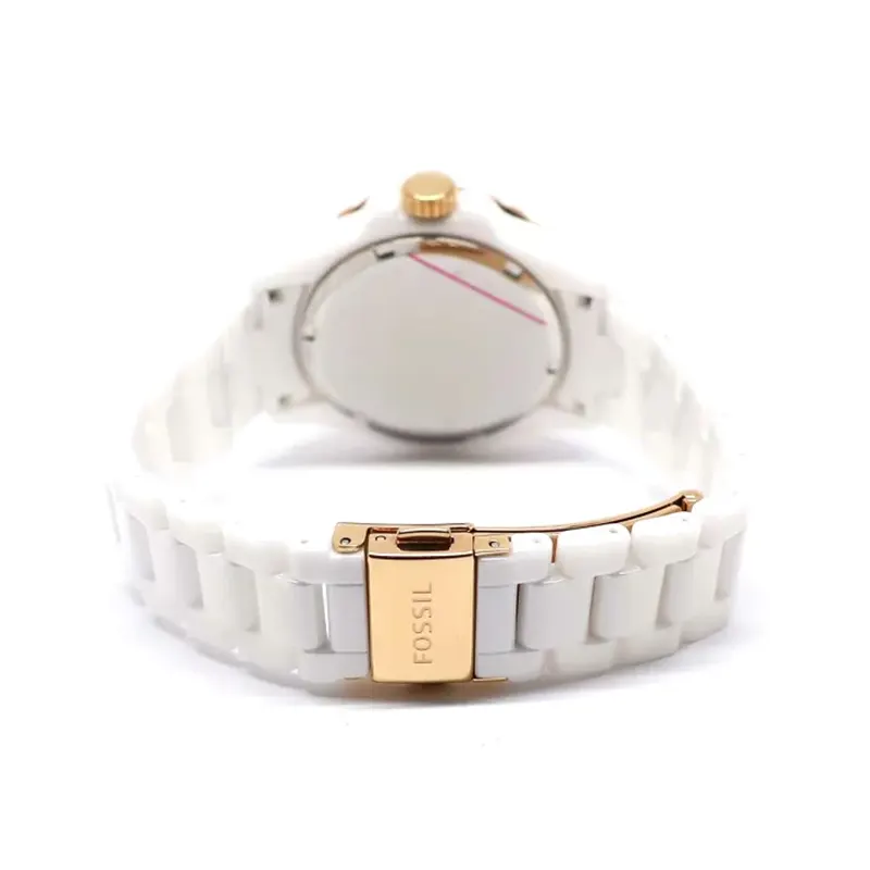 Fossil FB-01 Ceramic White Dial Fashion Ladies Watch- CE1107